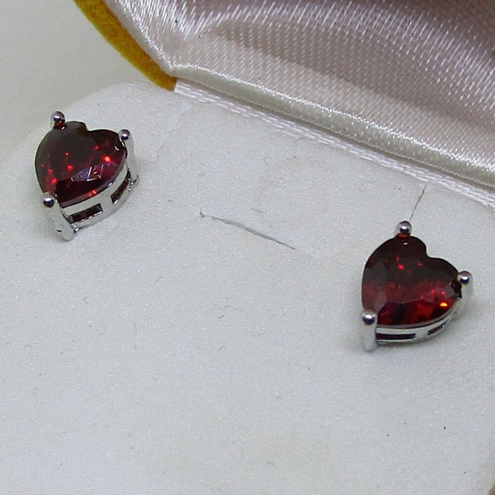 Heart Shaped Simulated Ruby Earrings - image 5